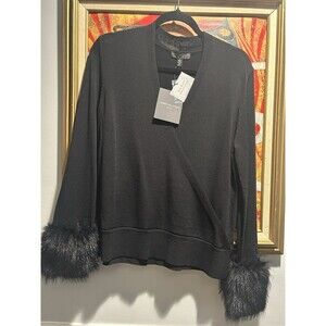 Adrienne Landau Rose Quartz Collection Large Cross Body Sweater w/Faux Fur Cuff